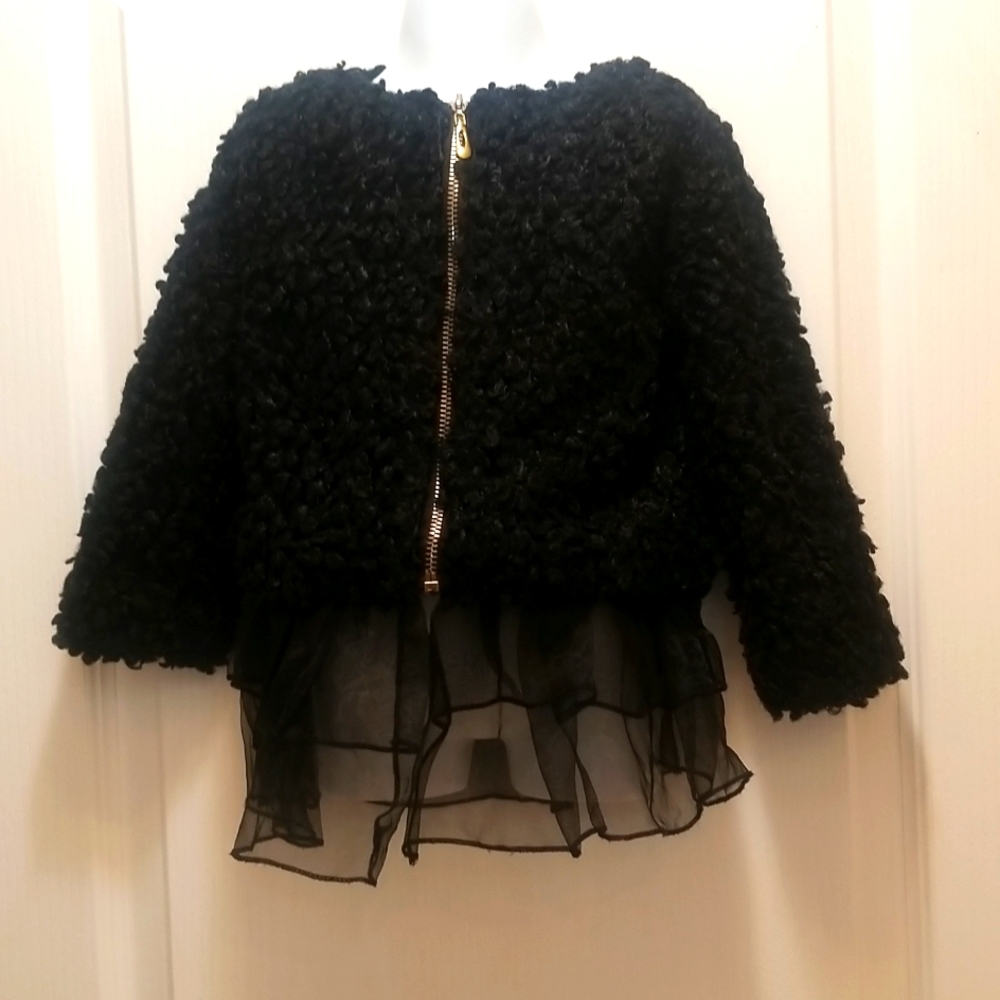 Kids Black Formal Coat with tulle & zipper